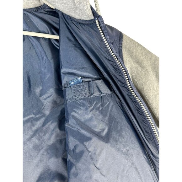 Big Mac Workwear Quilted Hoodie Mens XXL Navy Blue Gray Pocket Drawstring Zip Up - Picture 6 of 10